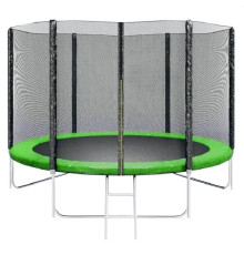 Батут SKYJUMP (СКАЙДЖАМП) зеленый PRO 312 cм (УСИЛЕННЫЙ) с защитной сеткой и лестницей